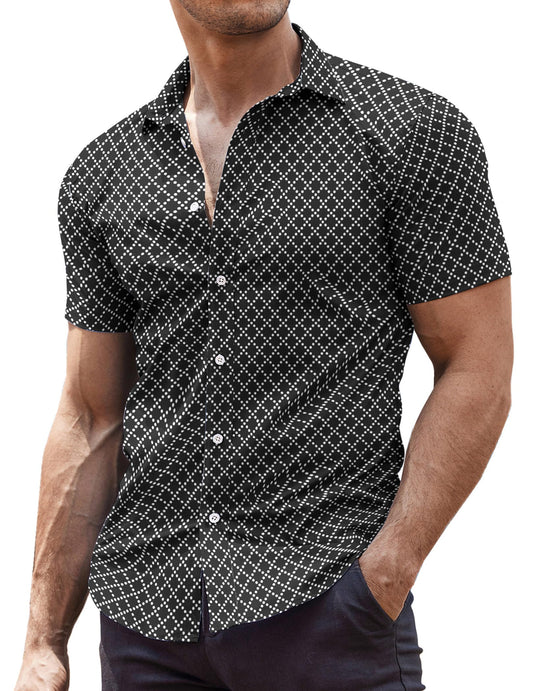 COOFANDY Men's Muscle Fit Dress Shirts Wrinkle-Free Short Sleeve Casual Button Down Shirt