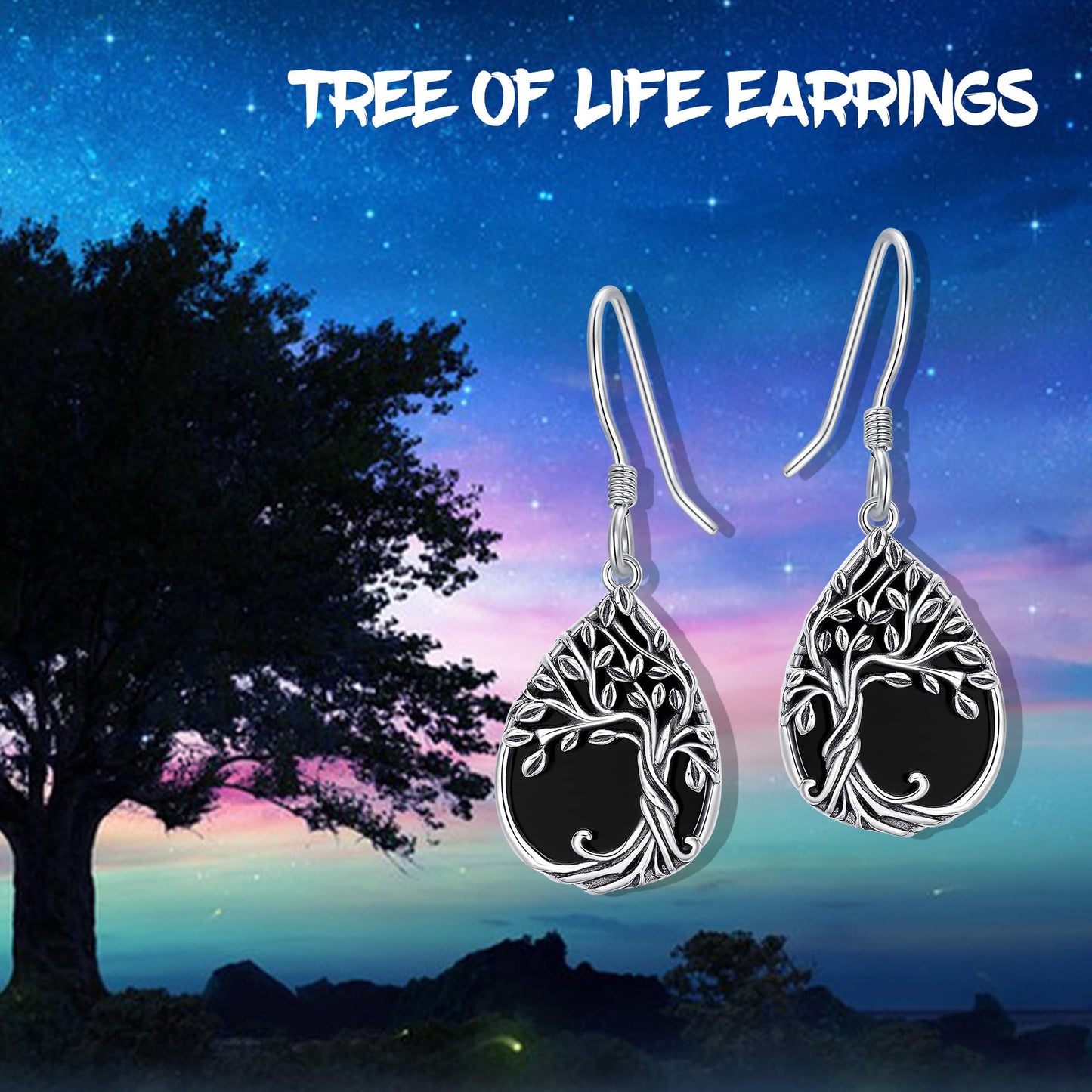 Tree of Life Earrings Sterling Silver Celtic Tree of Life Dangle Drop Earrings for Women Jewelry