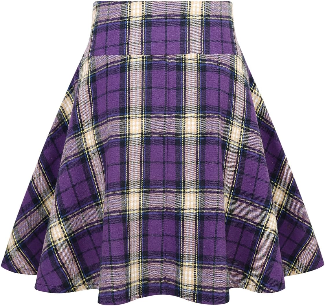 IDEALSANXUN Gothic Plaid Mini Skirts for Womens Short High Waist Plaid Skirts