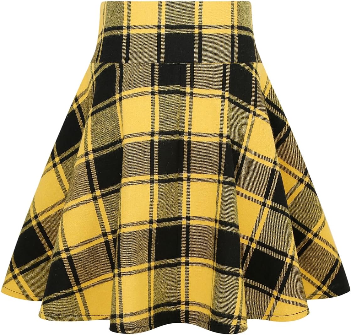 IDEALSANXUN Gothic Plaid Mini Skirts for Womens Short High Waist Plaid Skirts