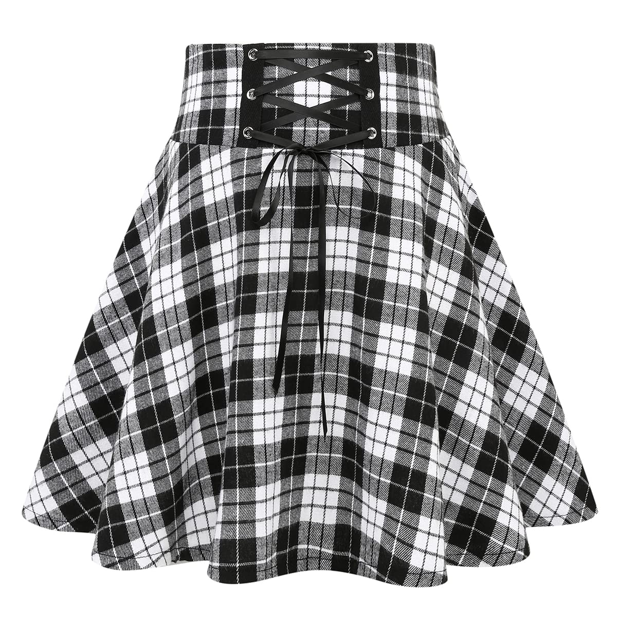 IDEALSANXUN Gothic Plaid Mini Skirts for Womens Short High Waist Plaid Skirts