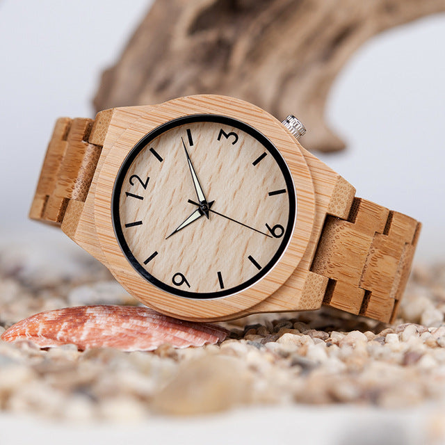 D27 Natural All Bamboo Wood Watches Top