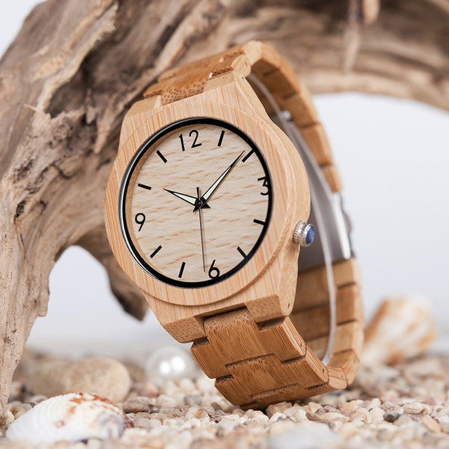 D27 Natural All Bamboo Wood Watches Top