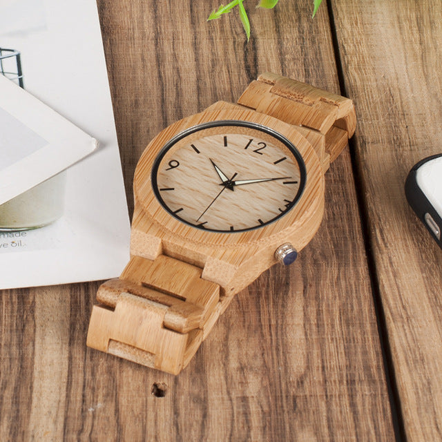 D27 Natural All Bamboo Wood Watches Top