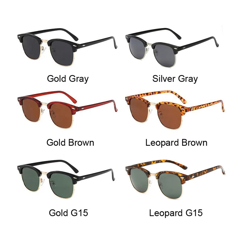 Half Frame Polarized Sunglasses Man Woman Luxury Brand Designer Sun