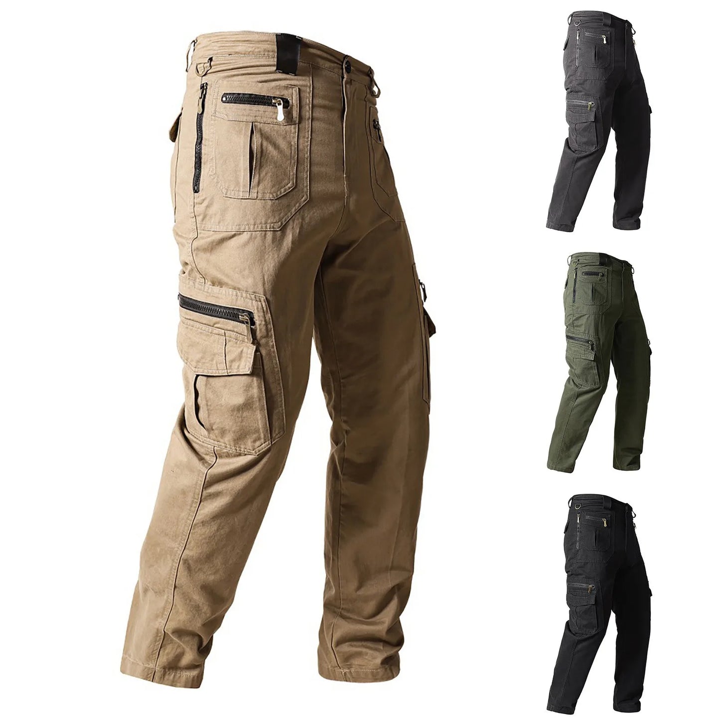 Fashion Men'S Cargo Pants Solid Color Sport Casual Overalls Spring