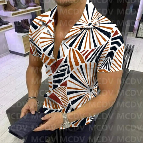 Tropical Plants Pattern 3D Printed Casual Button Shirt Men's Hawaiian