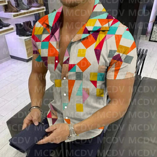 Tropical Plants Pattern 3D Printed Casual Button Shirt Men's Hawaiian