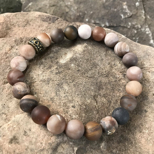 Wood Opalite Matte Bead Bracelet